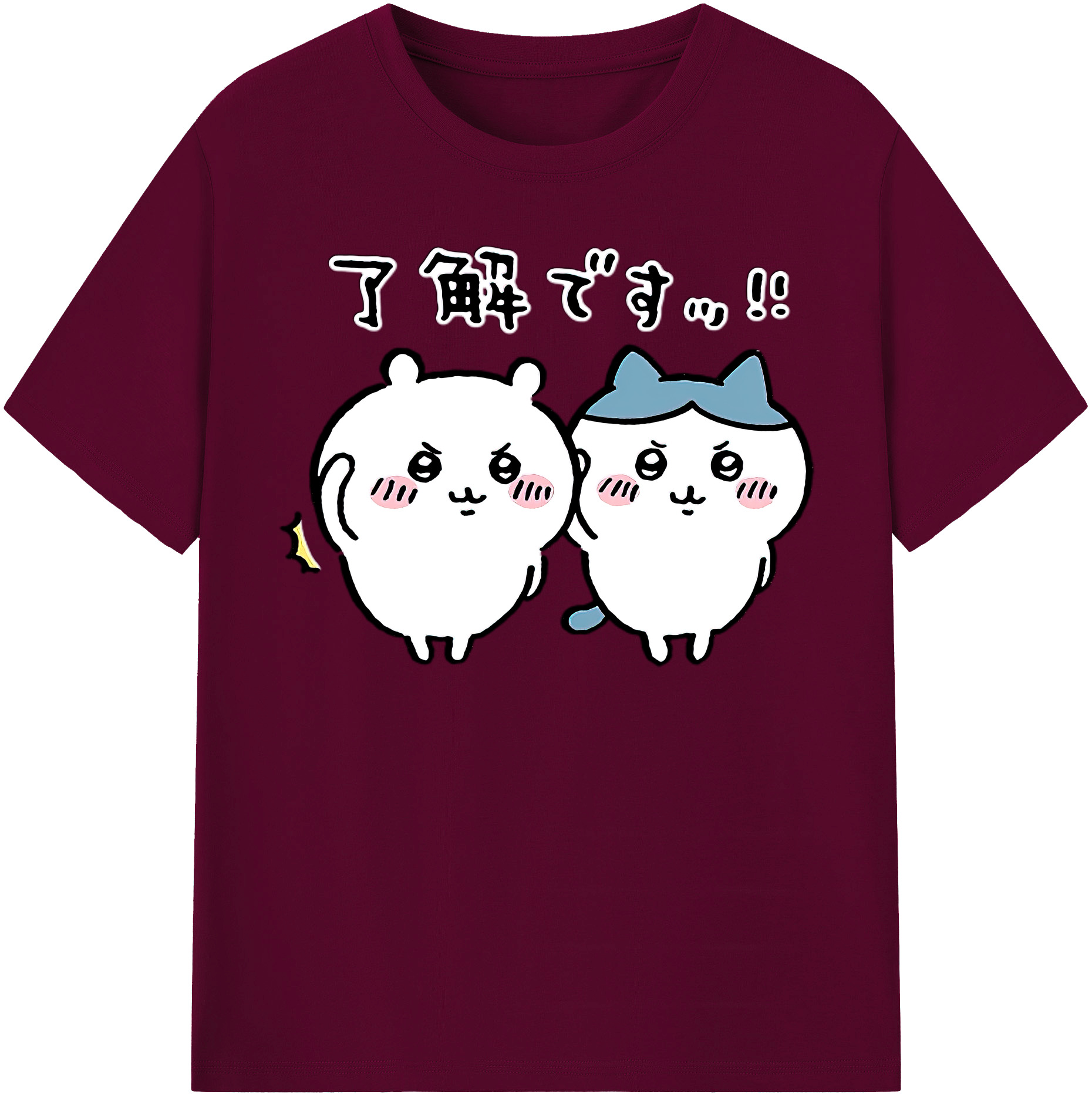 （画像用） ちいかわ ハチワレ Chii-kawa hachiware レディースカジュアルプリントTシャツ（綿100％）